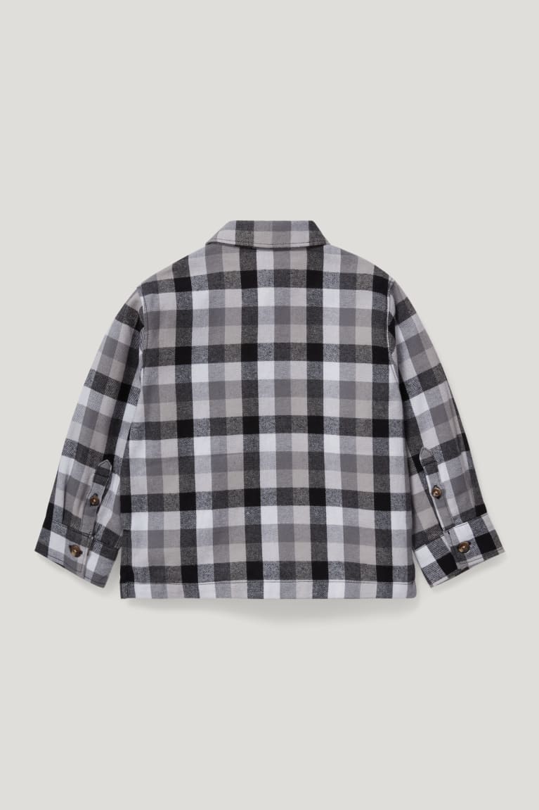 Camisas C&A Flannel Genderneutral Organic Algodon Check Gris | BYDZXL-380