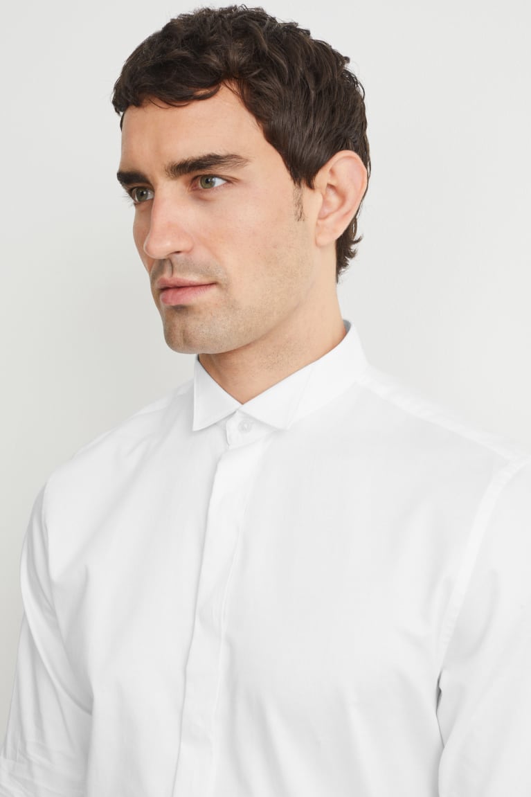 Camisas C&A Tuxedo Slim Fit Wing Collar Easy-iron Blancas | GPRELS-609