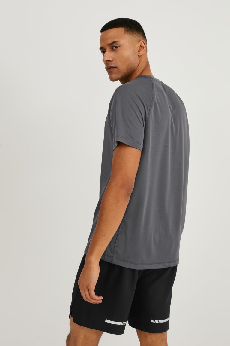 Camiseta C&A Active4 Way Stretch Gris Oscuro | JBGWYV-321