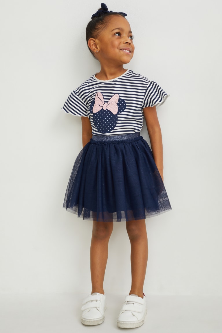 Camiseta C&A Minnie Mouse Set Sleeve , And Scrunchie Azules Oscuro Blancas | ZXRGDY-629