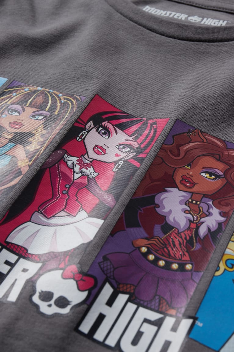 Camiseta C&A Monster High Sleeve Gris Oscuro | USOVBR-513