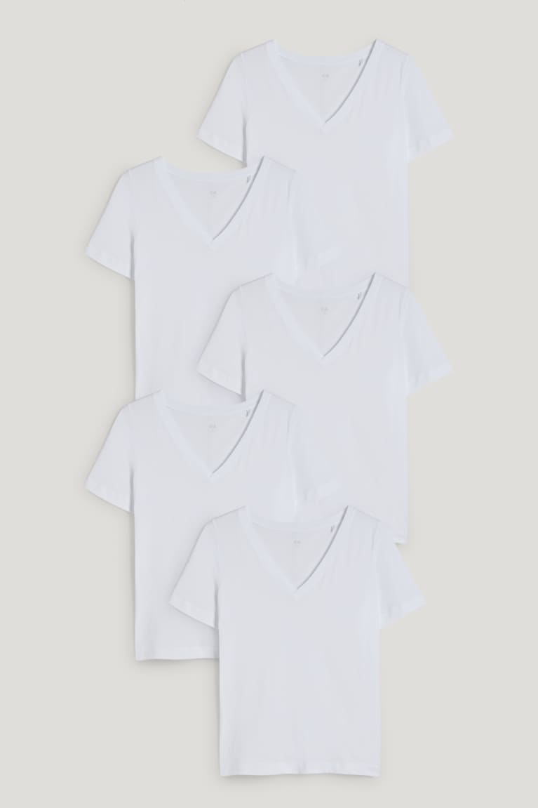 Camiseta C&A Multipack Of 5Organic Algodon Blancas | NHROWY-675