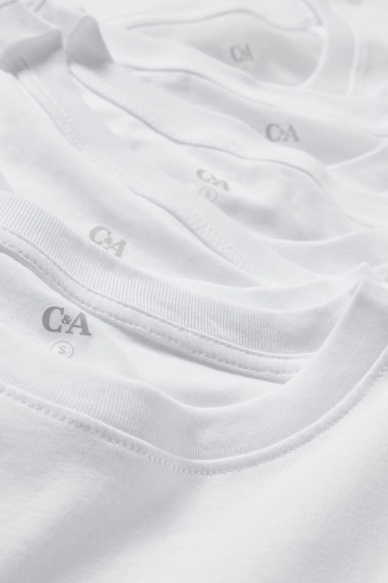 Camiseta C&A Multipack Of 5Organic Algodon Blancas | WXSQFP-596