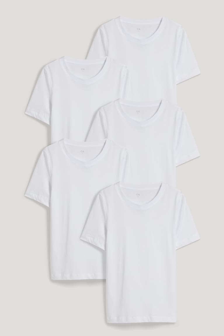 Camiseta C&A Multipack Of 5Organic Algodon Blancas | WXSQFP-596