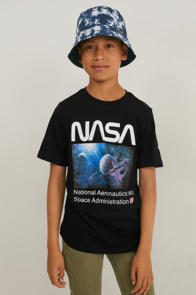 Camiseta C&A Nasa Sleeve Negras | ZFWISR-052