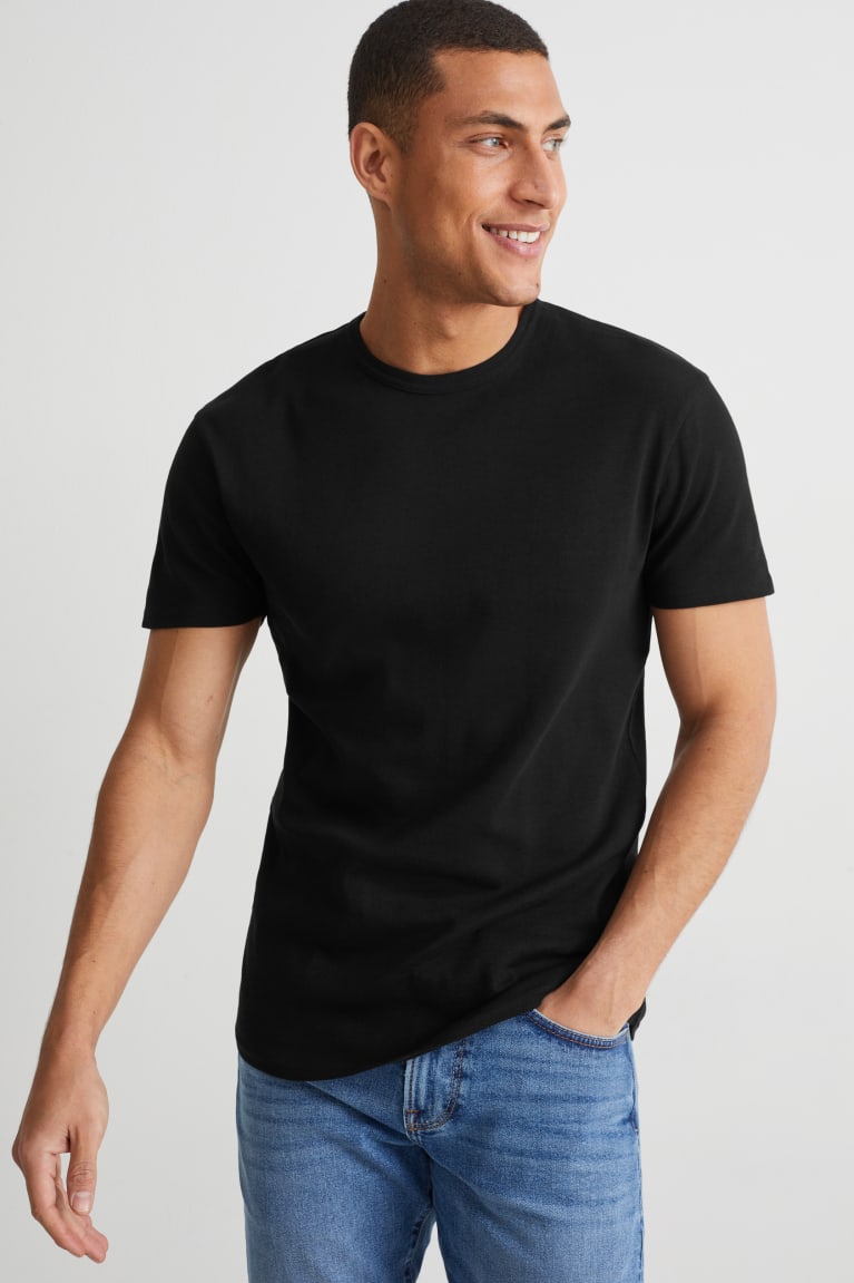 Camiseta C&A Organic Algodon Negras | FKDZAO-406