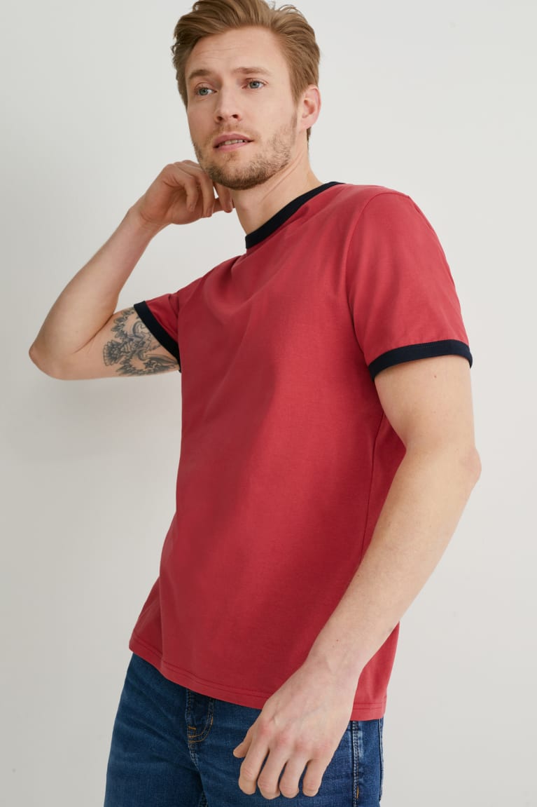 Camiseta C&A Organic Algodon Rojas | NBMQXF-541