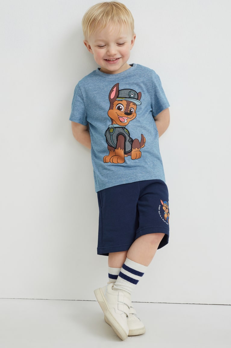 Camiseta C&A Paw Patrol Sleeve With In-conversion Algodon Azules | PTHVZU-380