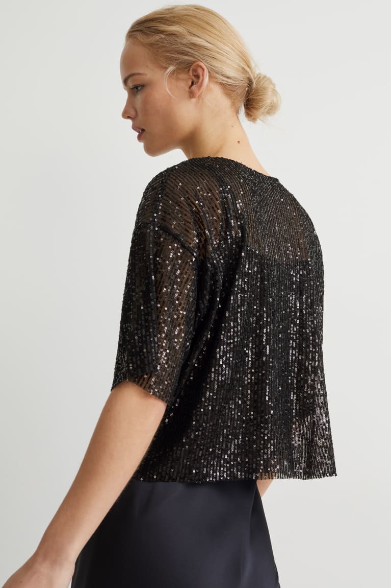 Camiseta C&A SequinShiny Negras | MUTYGW-097