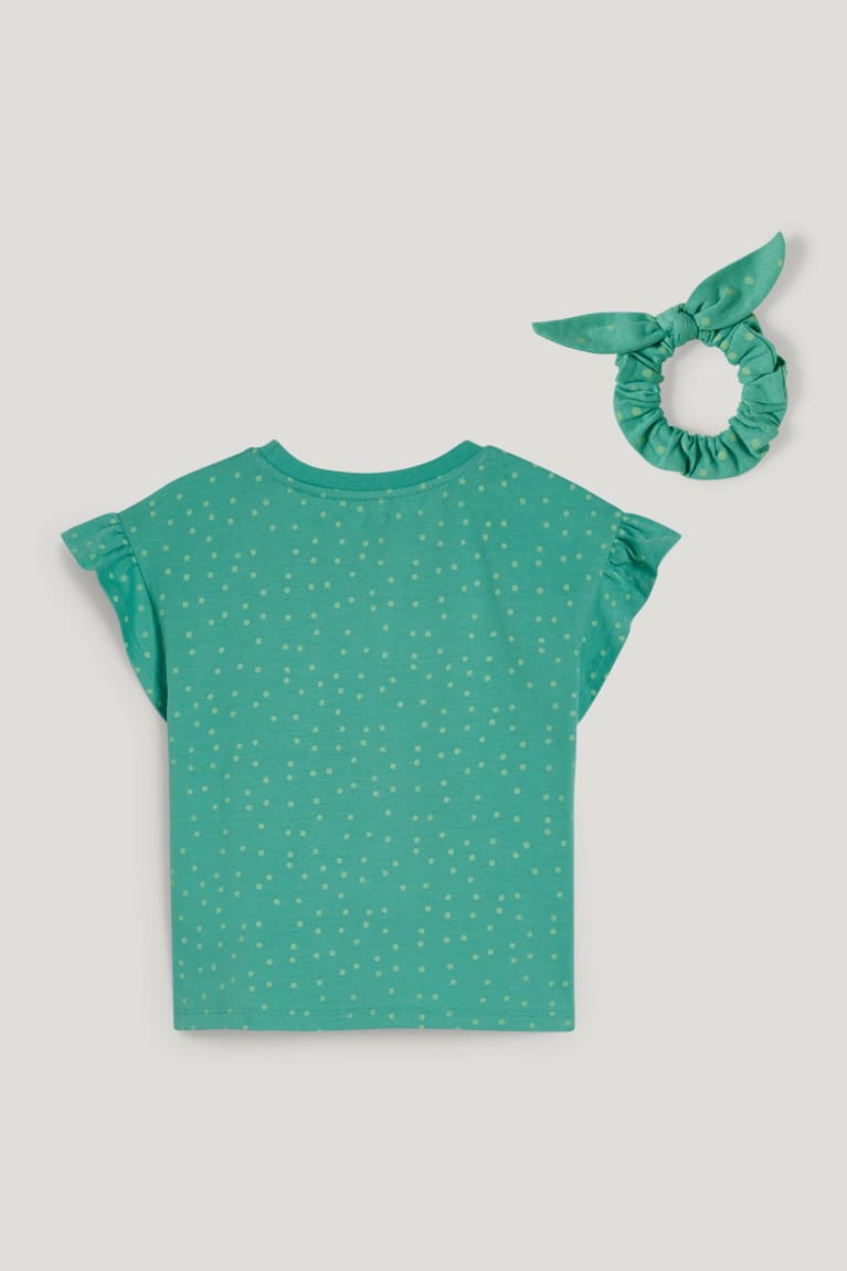 Camiseta C&A Set Sleeve And Scrunchie 2 Piece Verde | KFPACD-978