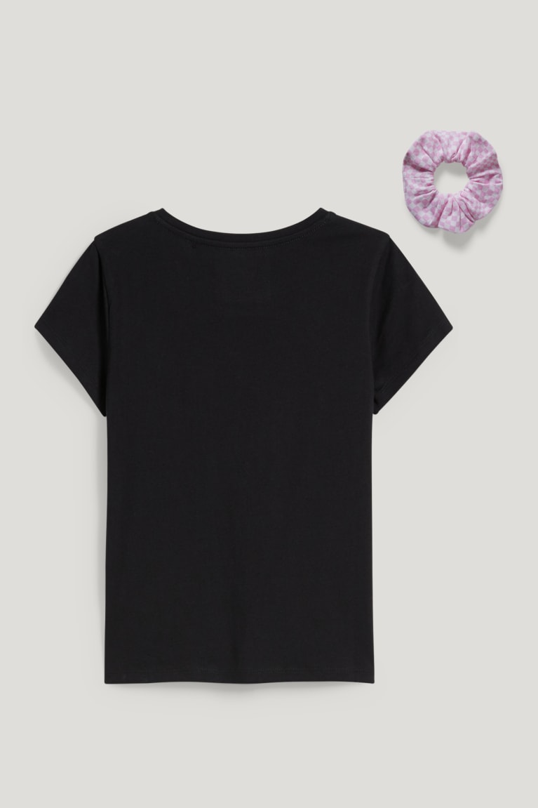 Camiseta C&A Set Sleeve And Scrunchie In-conversion Algodon Negras | RANOZW-708