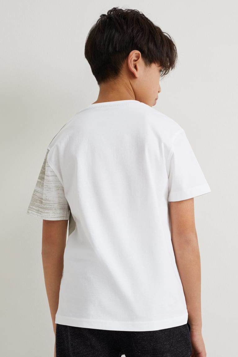 Camiseta C&A Sleeve Augmented Reality Motif Blancas | JBWFTA-647