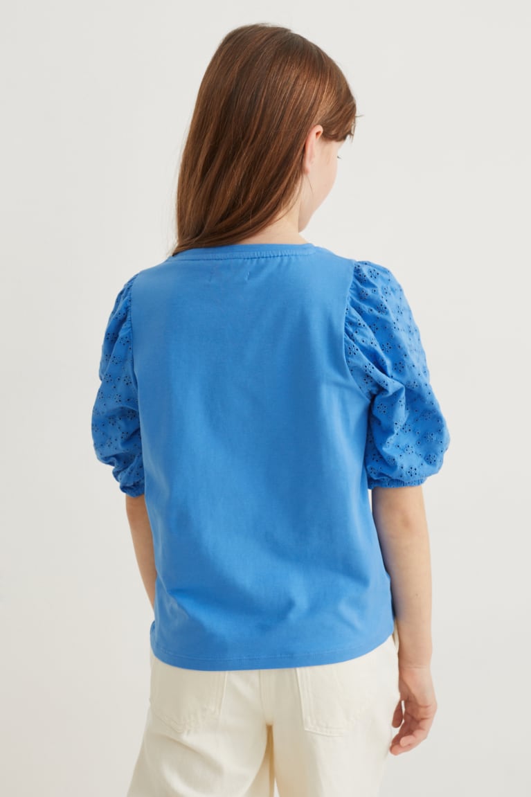 Camiseta C&A Sleeve Azules | AEOQJY-903