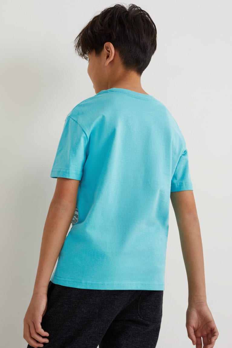 Camiseta C&A Sleeve With In-conversion Algodon Turquesa Claro | INPKTO-025