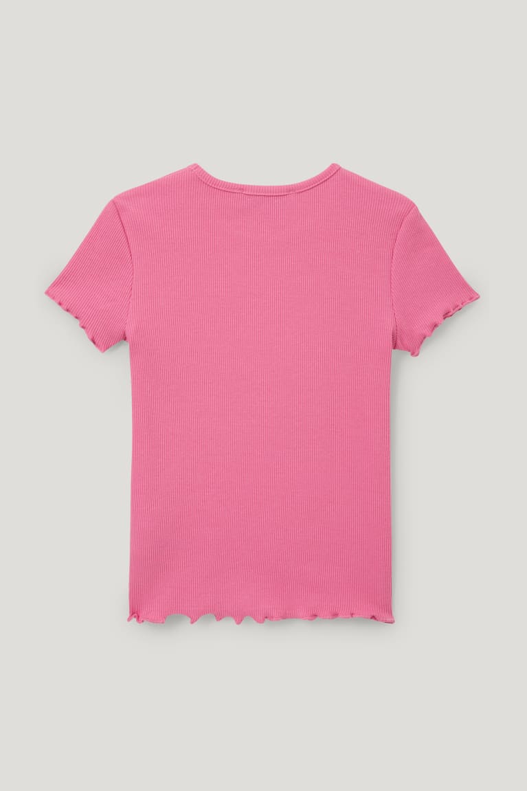 Camiseta C&A Sleeve With In-conversion Algodon Rosas | MWKFRQ-213