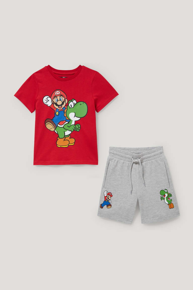 Camiseta C&A Super Mario Set Sleeve And Sweat 2 Piece Rojas | EYCMVP-951