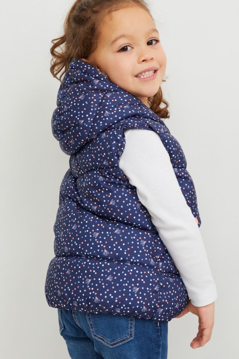 Chaquetas C&A Acolchado Gilet With Hood Recycled Polka Dot Azules Oscuro | EKWMLD-372