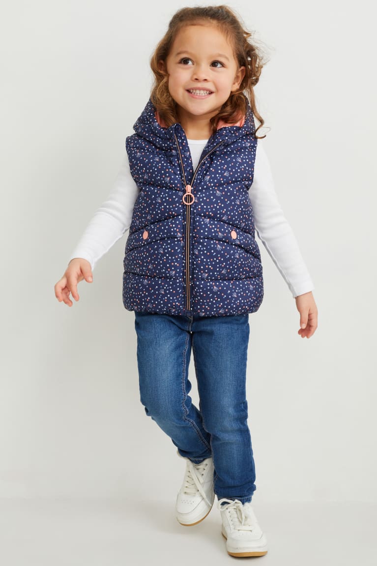 Chaquetas C&A Acolchado Gilet With Hood Recycled Polka Dot Azules Oscuro | EKWMLD-372