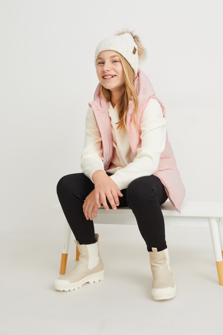 Chaquetas C&A Acolchado Gilet With Hood Recycled Rosas | MIHJWF-763