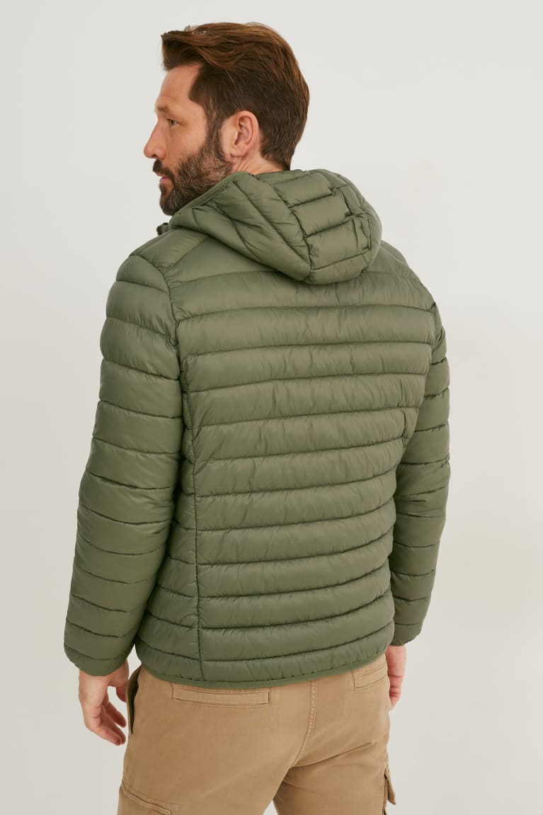 Chaquetas C&A Acolchado With Hood Recycled Verde Oscuro | VNPDJW-492