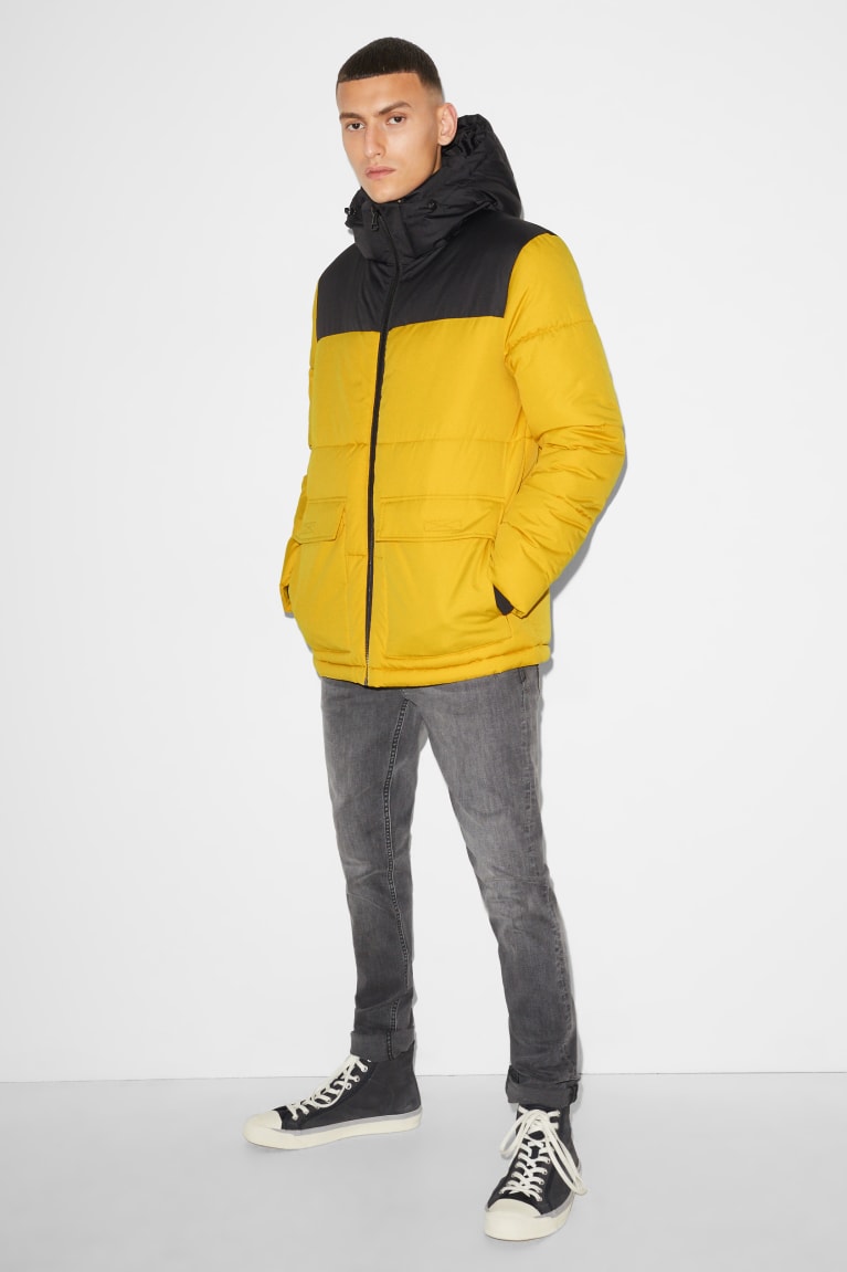 Chaquetas C&A Clockhouse Acolchado With Hood Recycled Amarillo | DEVJHP-354