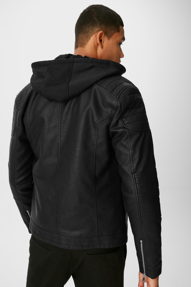 Chaquetas C&A Clockhouse Ciclismo Faux Cuero 2-in-1 Look Negras | SNREBD-801