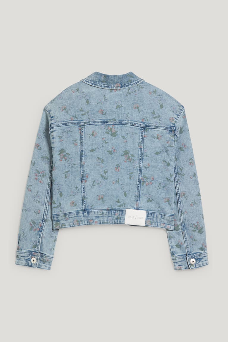 Chaquetas C&A Denim Floral Azules Azules Claro | TMGSAJ-968