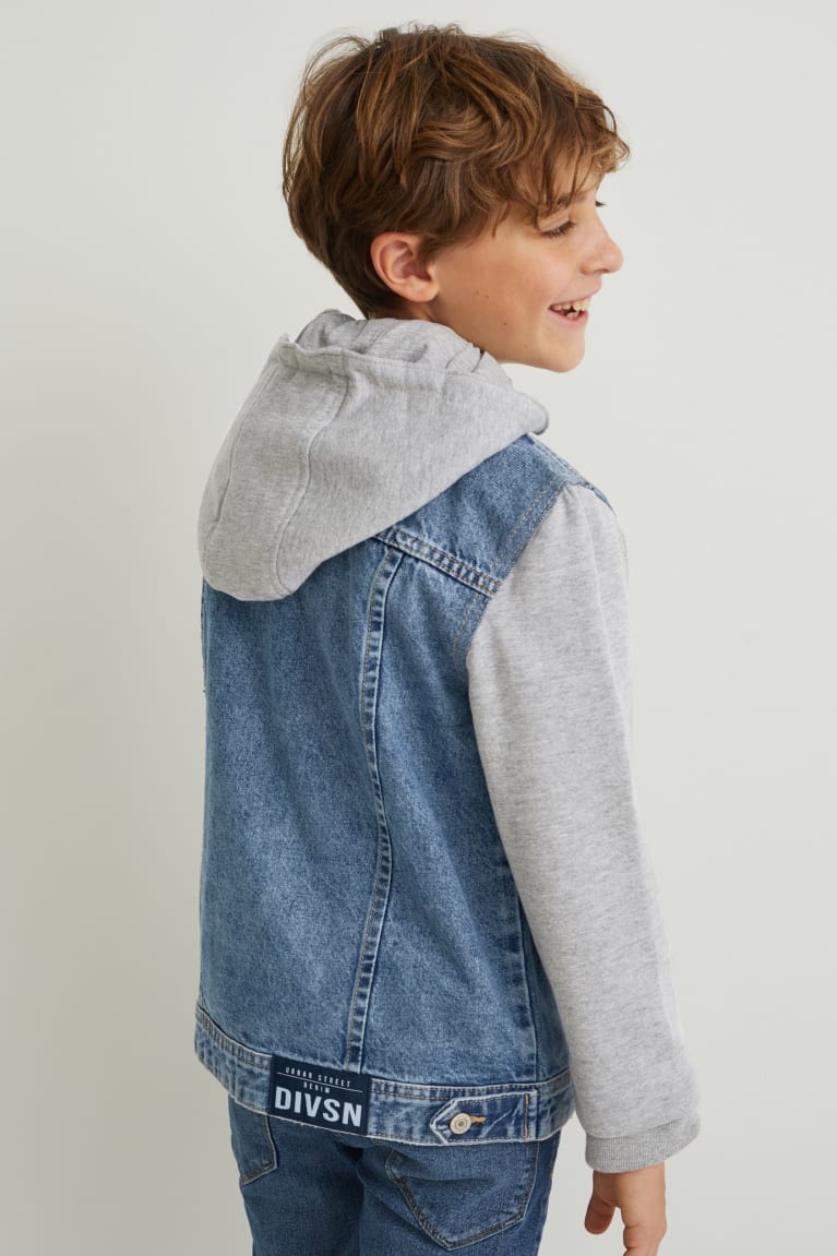 Chaquetas C&A Denim With Hood Azules Azules Claro | PXZMDL-415