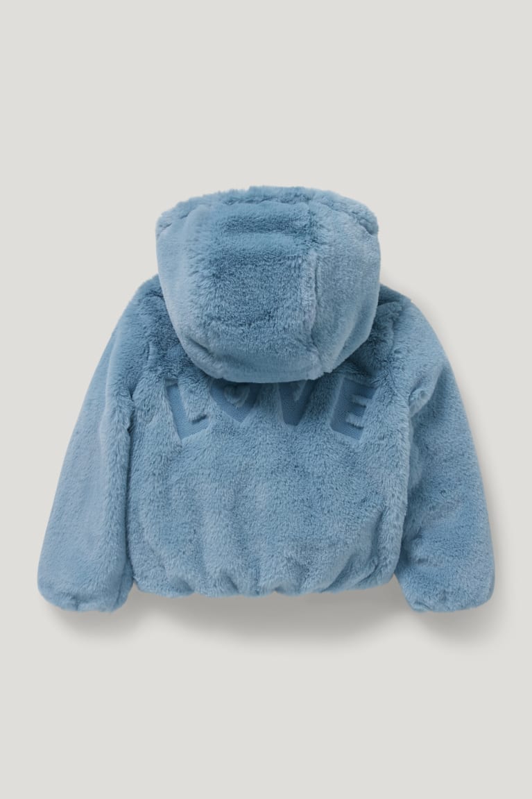 Chaquetas C&A Faux Fur With Hood Azules Claro | CSNXTG-548