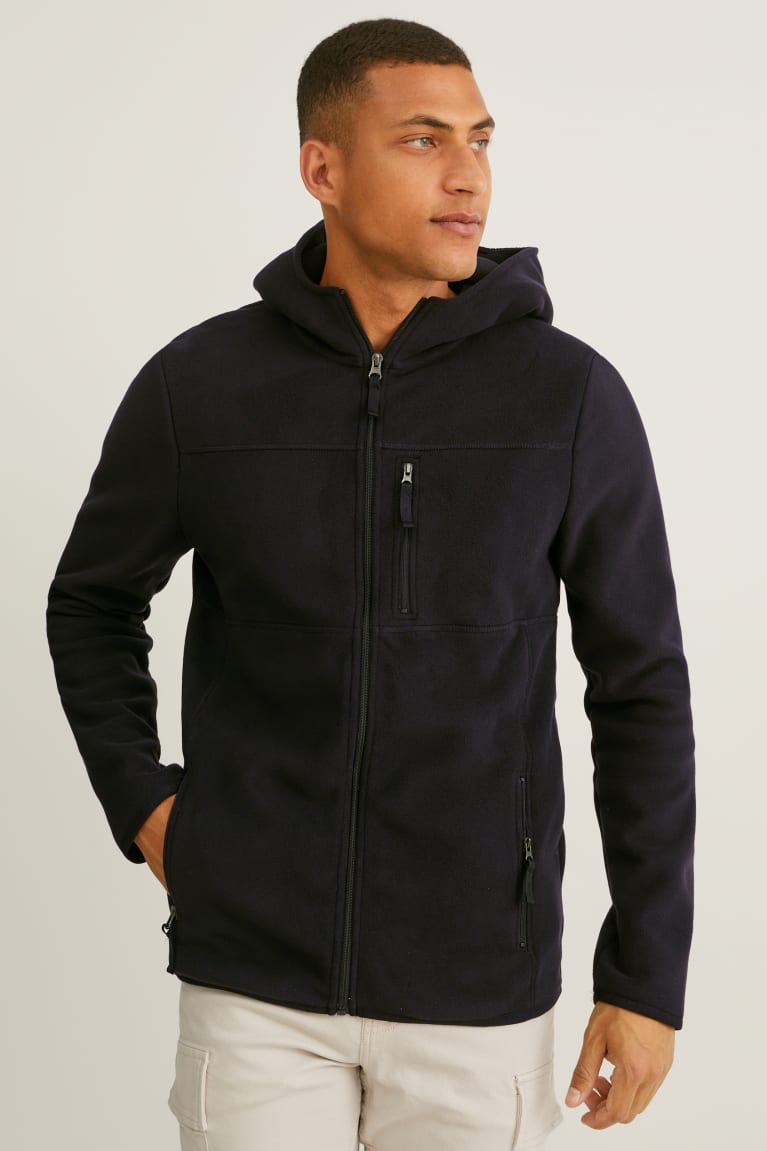 Chaquetas C&A Fleece With Hood Thermolite® Ecomade Recycled Negras | QDPYCG-027