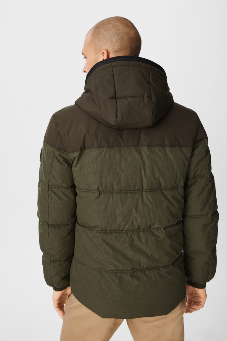 Chaquetas C&A Outdoor With Hood Recycled Verde Oscuro | QEKNFA-308