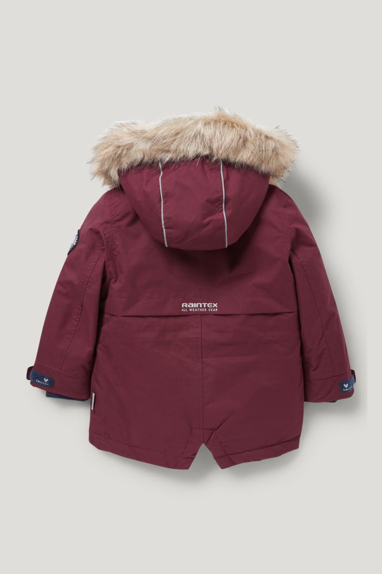 Chaquetas C&A Parka With Hood And Faux Fur Trim Invierno Recycled Rojas Oscuro | AEDFBI-547