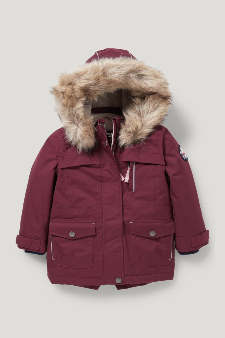 Chaquetas C&A Parka With Hood And Faux Fur Trim Invierno Recycled Rojas Oscuro | AEDFBI-547