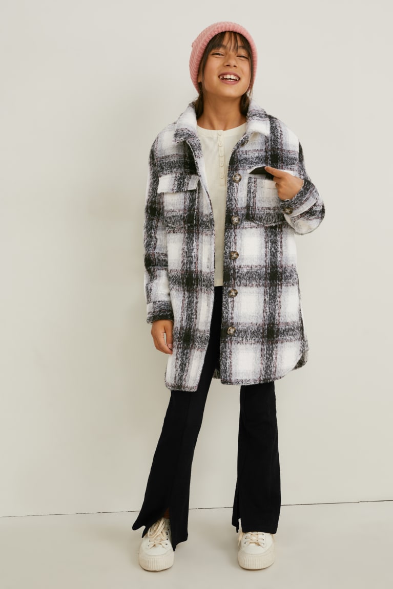 Chaquetas C&A Shacket Check Negras Gris | AOZRKY-910