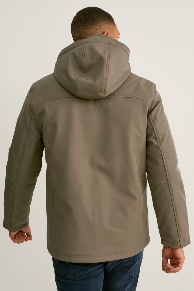 Chaquetas C&A Softshell With Hood Kaki | BNWZOC-420