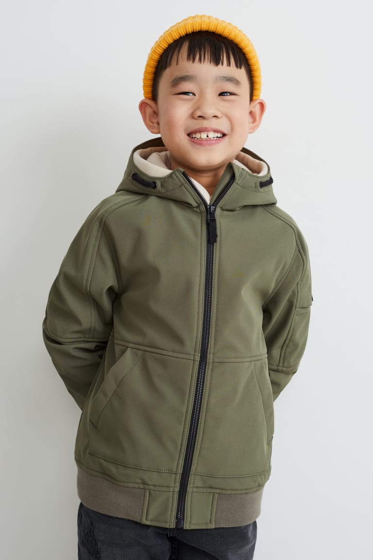 Chaquetas C&A Softshell With Hood Verde Oscuro | QPFATY-293