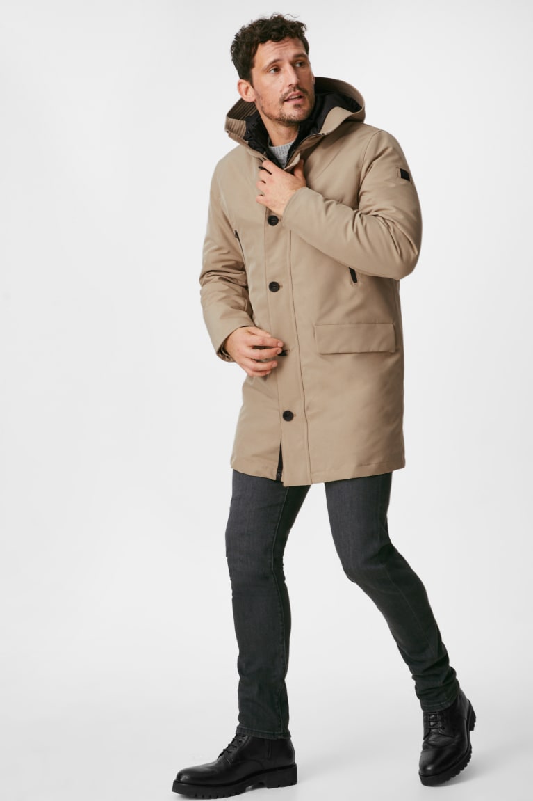 Chaquetas C&A Technical Parka With Hood Recycled Beige | FKRZEY-315