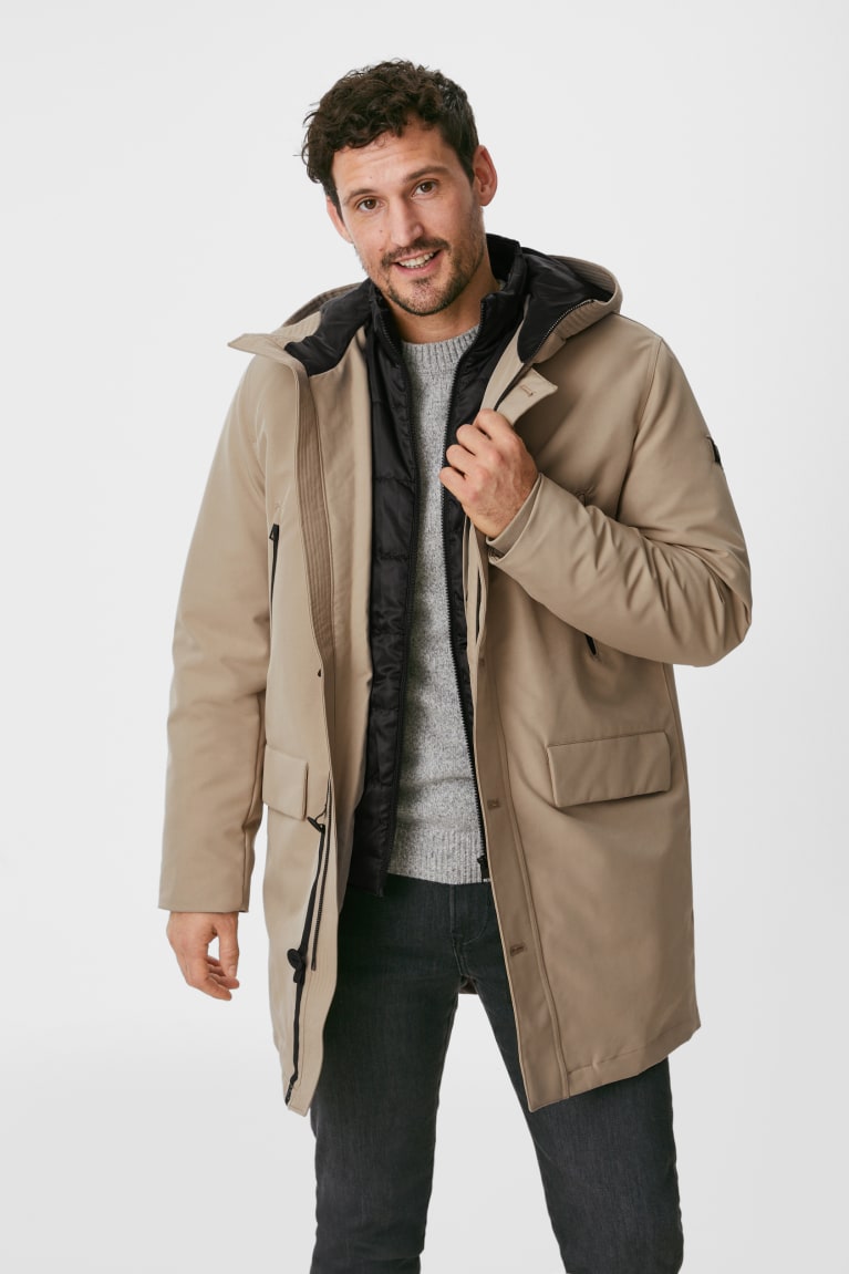 Chaquetas C&A Technical Parka With Hood Recycled Beige | FKRZEY-315