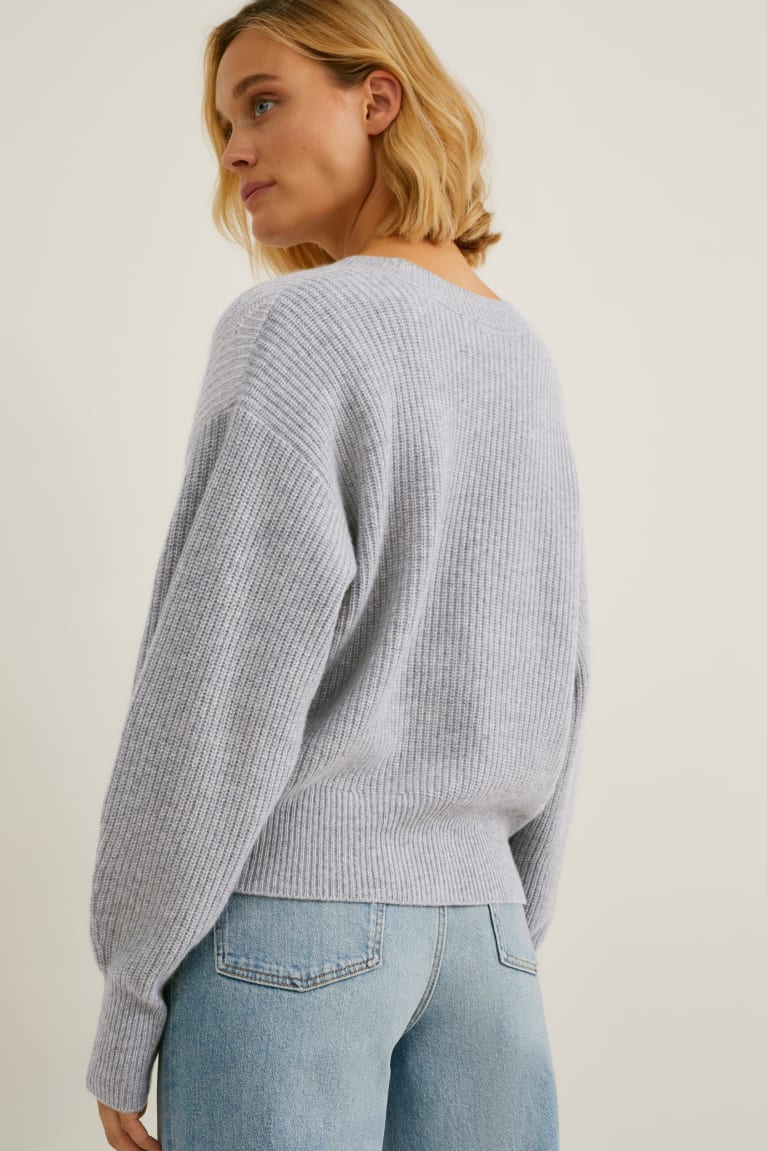 Cárdigan C&A Cashmere Gris | DSZFNT-348