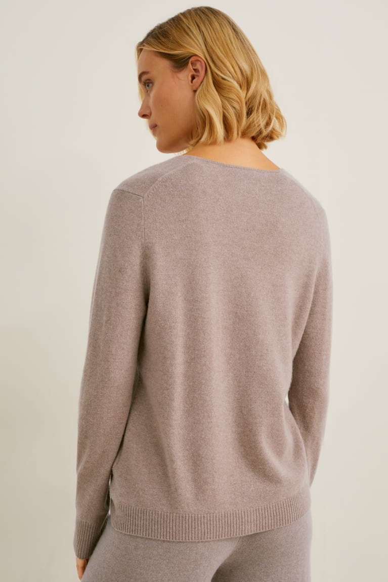 Cárdigan C&A Cashmere Gris Marrones | CFNDOL-165