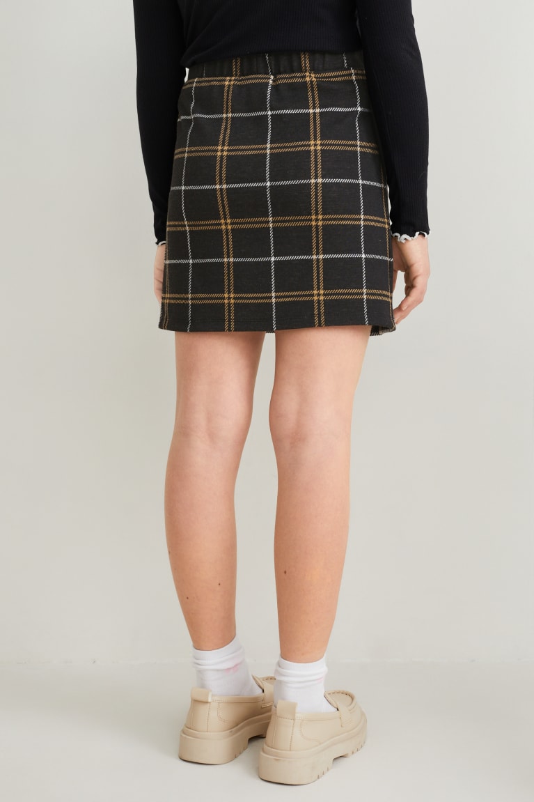 Falda C&A Check Negras | VJYRLU-396