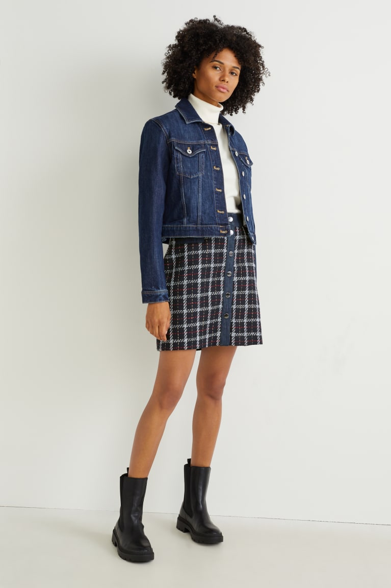 Falda C&A Mini Check Negras | FBVSQN-213