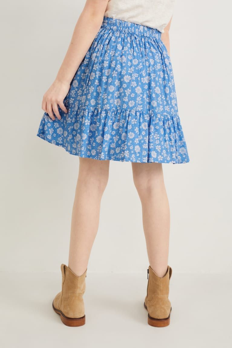 Falda C&A With Lenzing™ Ecovero™ Floral Azules Claro | UNCLME-593