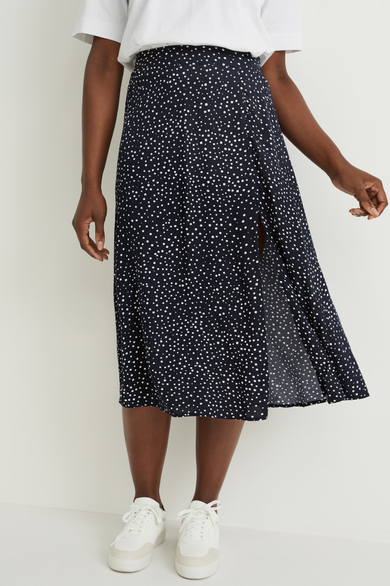 Falda C&A With Livaeco™ Fibres Polka Dot Azules Oscuro | JCQDKH-836