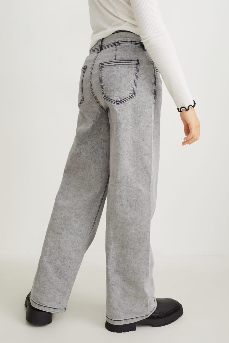 Jeans C&A Anchos Leg Azules Gris Claro | PTHDIA-237