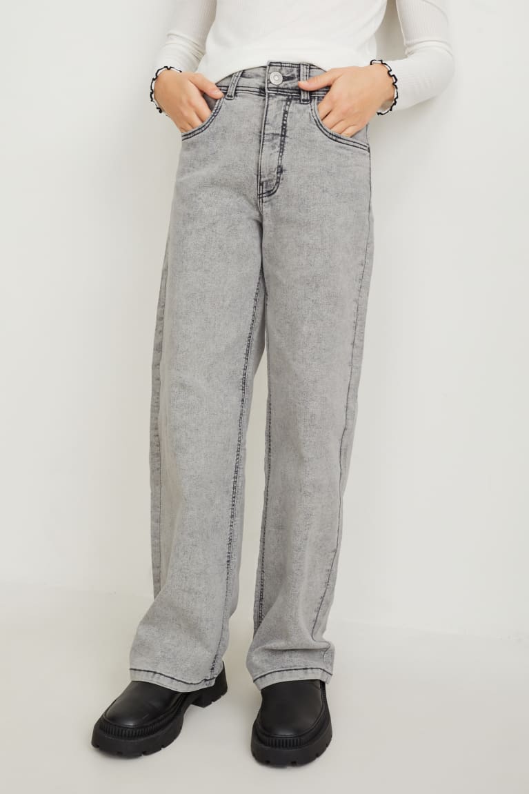 Jeans C&A Anchos Leg Azules Gris Claro | PTHDIA-237