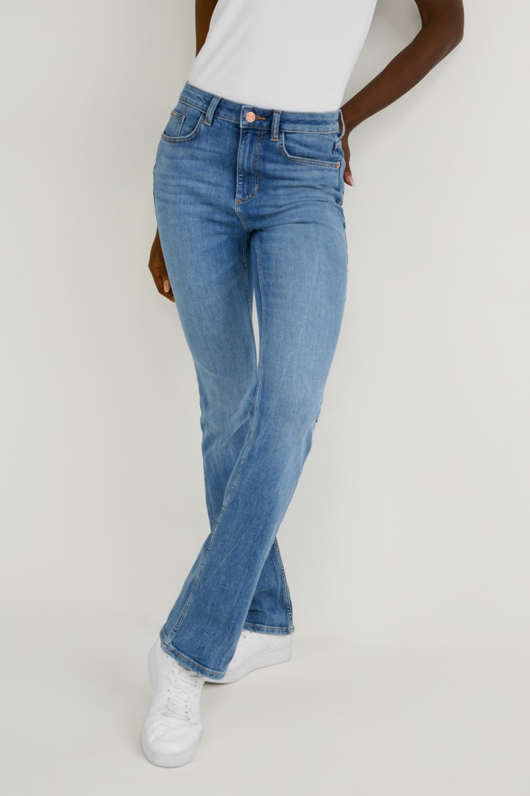 Jeans C&A Bootcut High Cintura Azules Azules Claro | KDMJZL-312