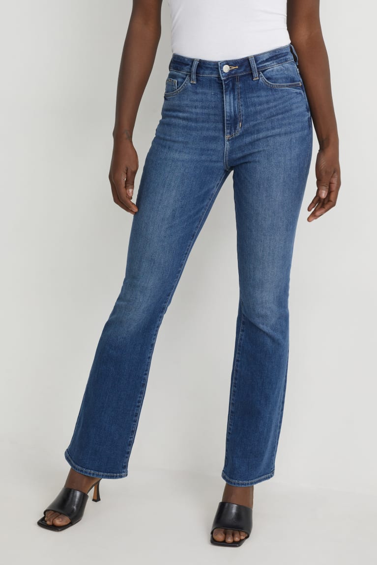 Jeans C&A Bootcut High Cintura With Recycled Algodon Azules | SRNGIL-472