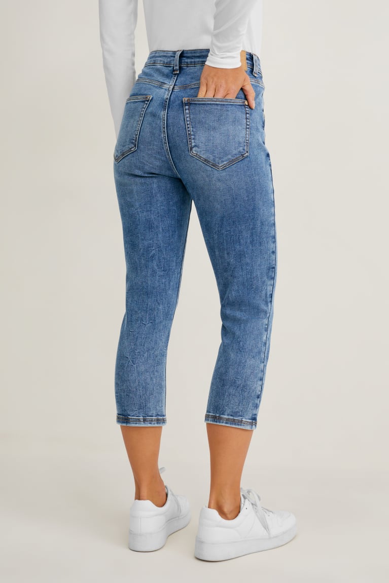 Jeans C&A Capri High Cintura Azules | VPMQCF-810