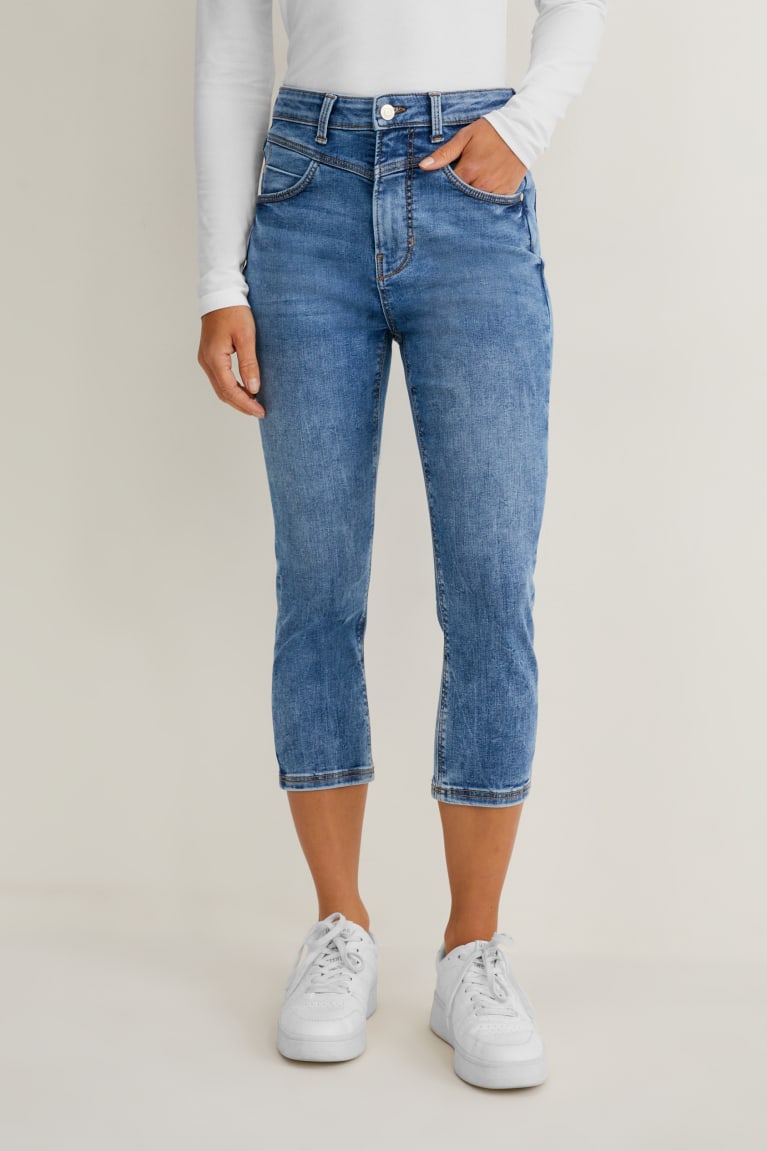 Jeans C&A Capri High Cintura Azules | VPMQCF-810